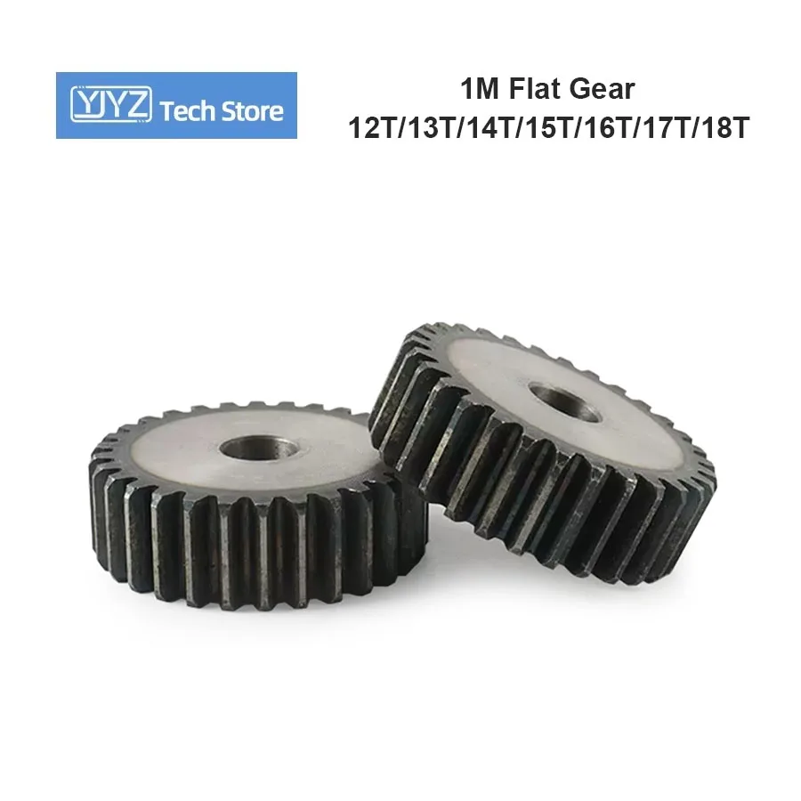 Flat Gear 1M-12T 13T 14T 15T 16T 17T 18T 45# Steel Cylindrical Gear Height 10mm Process Hole 6mm Frequency Quenching Teeth