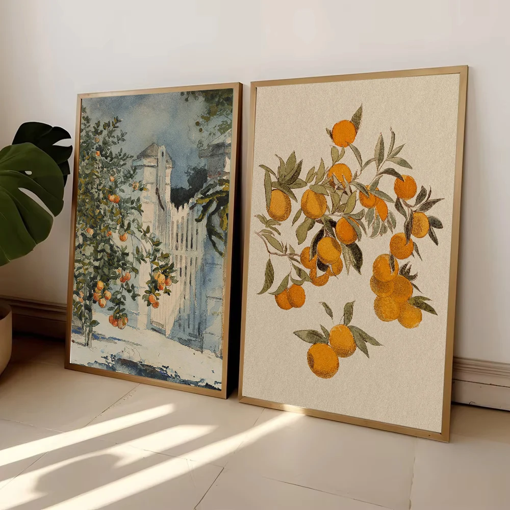 1pc frameless Canvas Painting 1pc frameless Canvas Painting  1pc framless Canvas Painting Orange Tree Mediterranean Architecture
