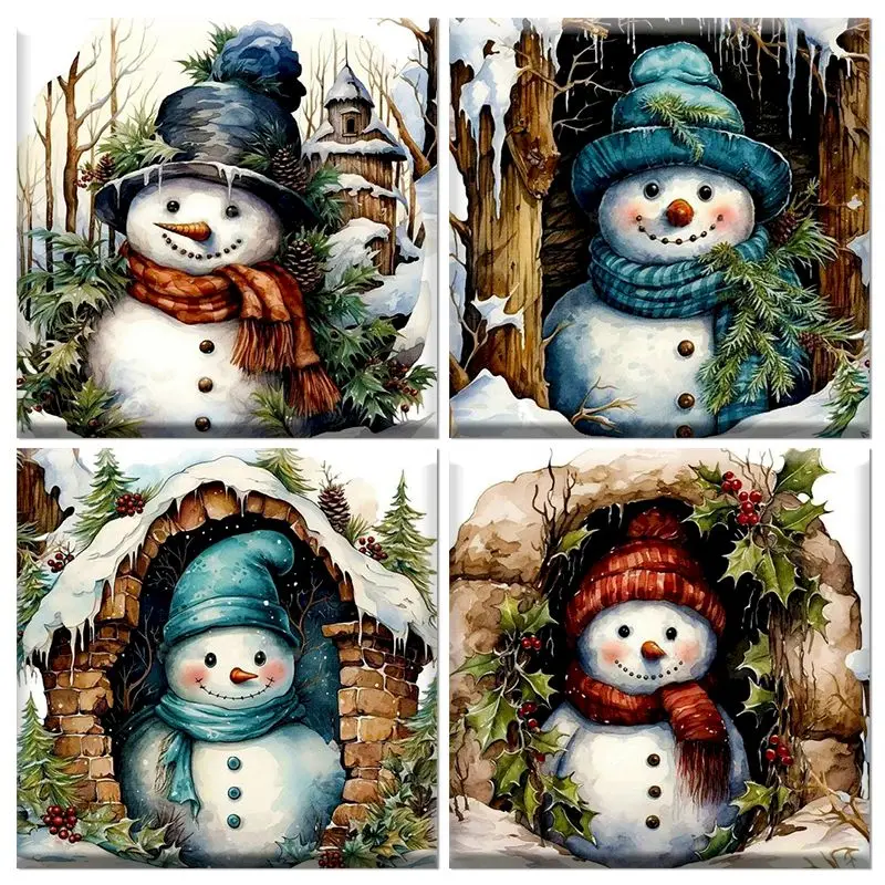 

GATYZTORY 5D Diamond Painting Snowman Cross Stitch Kit Diamond Embroidery Diamond Mosaic Winter Picture Home Decor