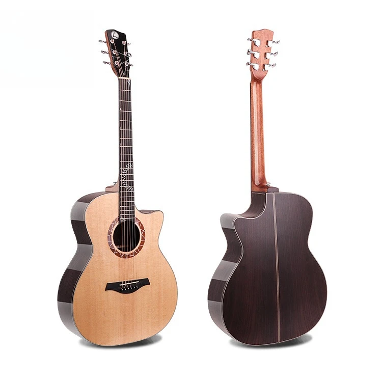 New 40-inch full-single folk spruce panel rose wood back side, round silk fretboard simple style design