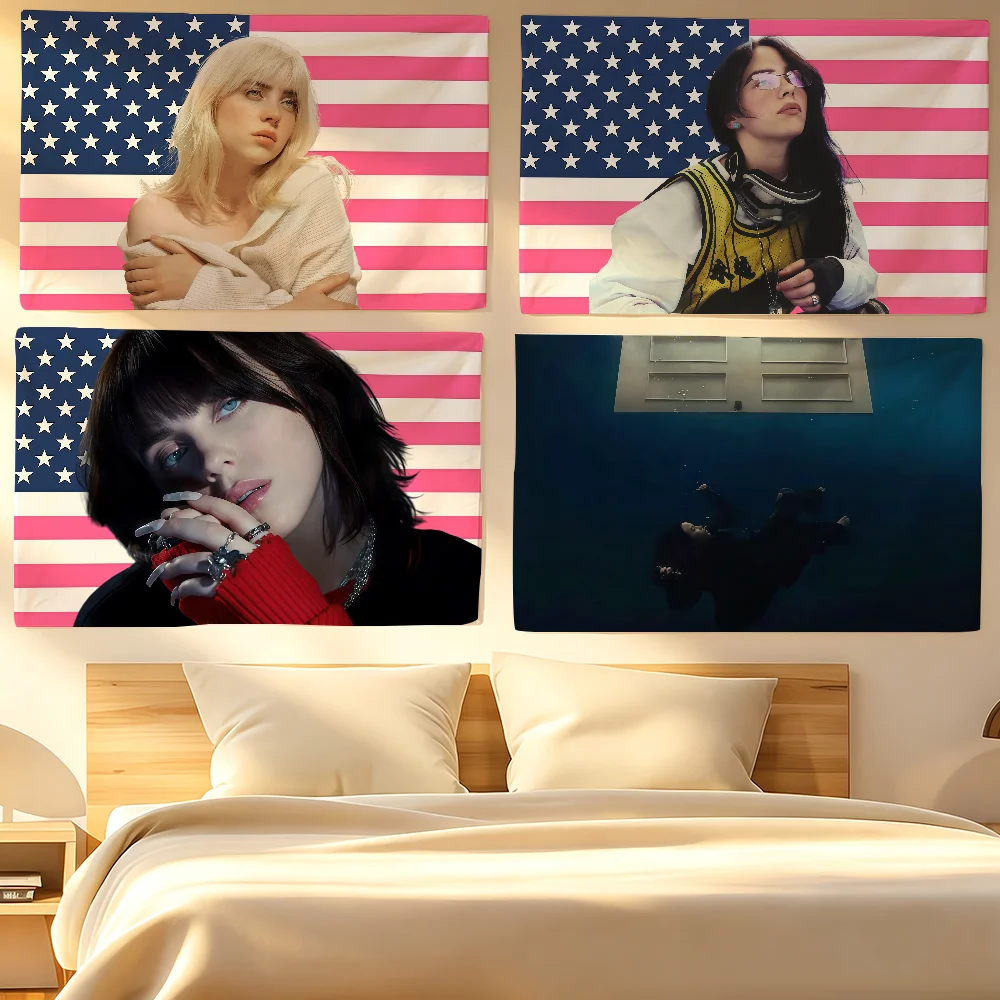 American singer B-Billie flag For Living Room Home Dorm Decor Wall Outdoor Camping Party Banner Gifts  E-Eilish