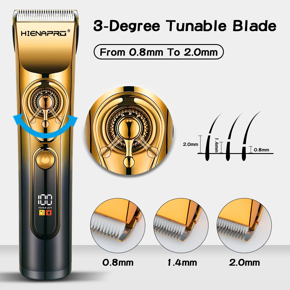 ماكينة حلاقة hien Pro-Barber مع شاشة LCD ، التيتانيوم ، الفولاذ ، شفرة السيراميك ، ماكينة قص اللحية الاحترافية ، الحلاقة ، ماكينة قص الشعر