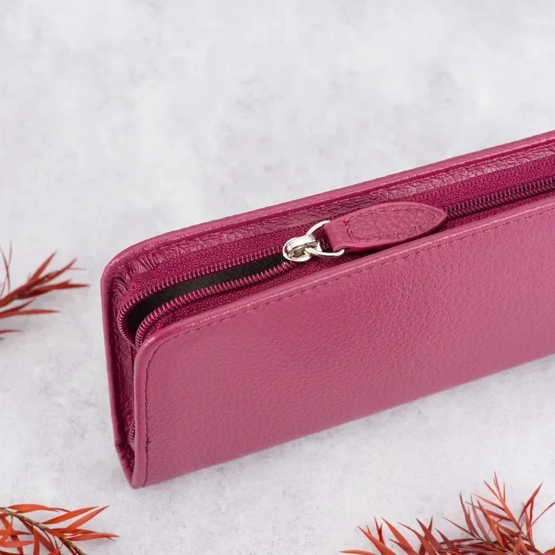 newasvine-genuine-leather-pencil-case-fountain-pen-case-rose-red-3-divided-slots-zippered-pen-pouch-handmade-display-holder