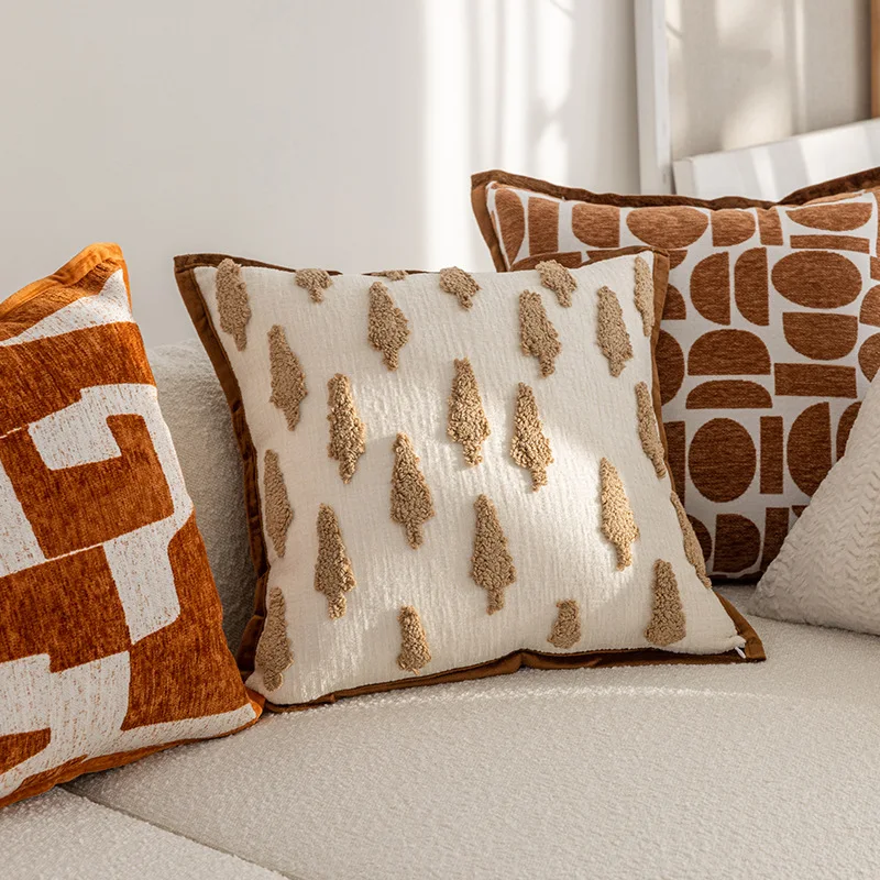 Simple Sofa Throw Pillow Cover Cojines Pressed Orange Wreath Square Pillowcases Geometric Headboard Cushion Covers 45x45cm