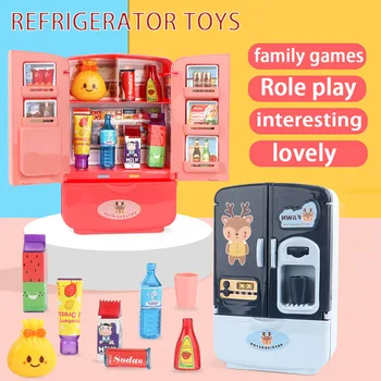 Juguetes para niños, Mini muñeca, muebles para nevera, cocina, miniaturas, refrigerador, juego de rol, juego Montessori, juguetes de comida para niñas