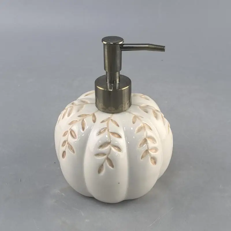 2025 New Halloween Pumpkin-Shaped Soap Dispenser, Ceramic Automatic Liquid Soap Dispenser with 460mL Capacity and Leak-Proof for