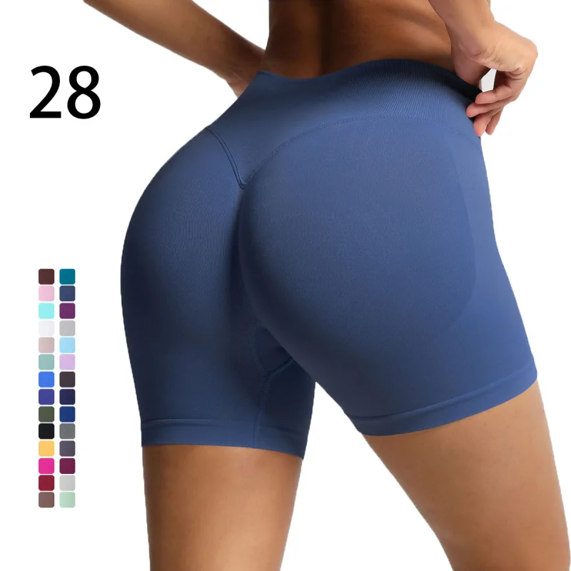 

28-цветные бесшовные быстросохнущие дышащие шорты для йоги, женские модные спортивные штаны высокого качества, женская однотонная спортивная одежда
