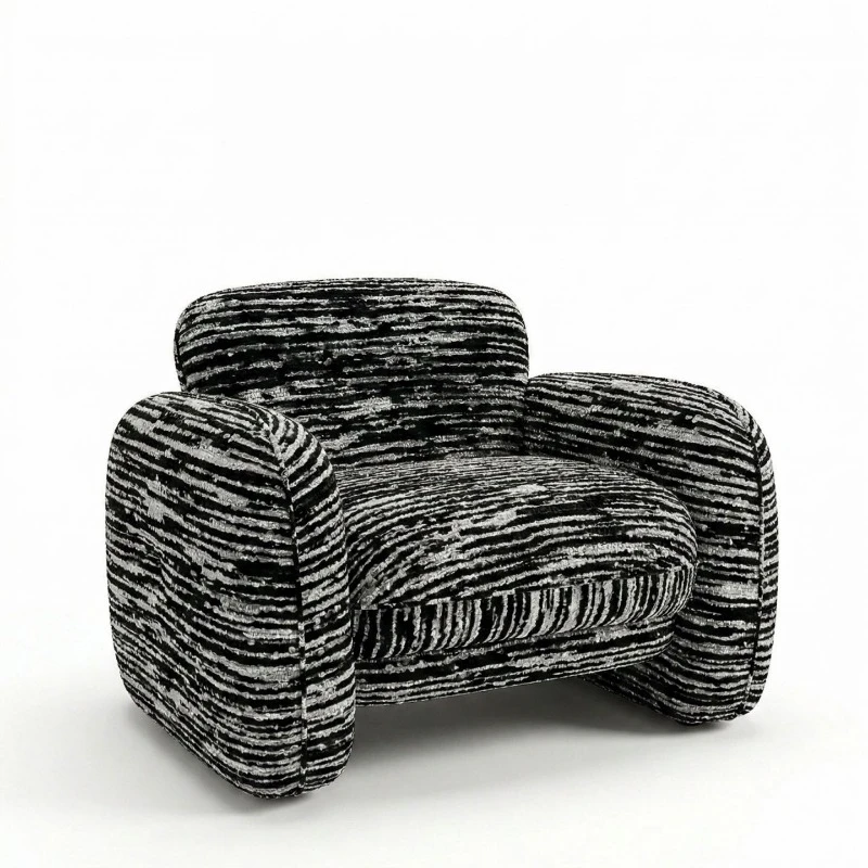 Modern Striped Feature Sofa Chair Vintage Living Room Balcony Leisure Chair