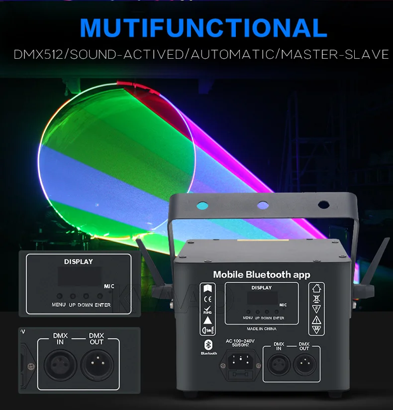 RGB Vollfarbige Animations-Laserbeleuchtung Bluetooth APP DMX512 DJ Bar Club Konzert Bühnen-Projektor 3W 5W – Detail 2