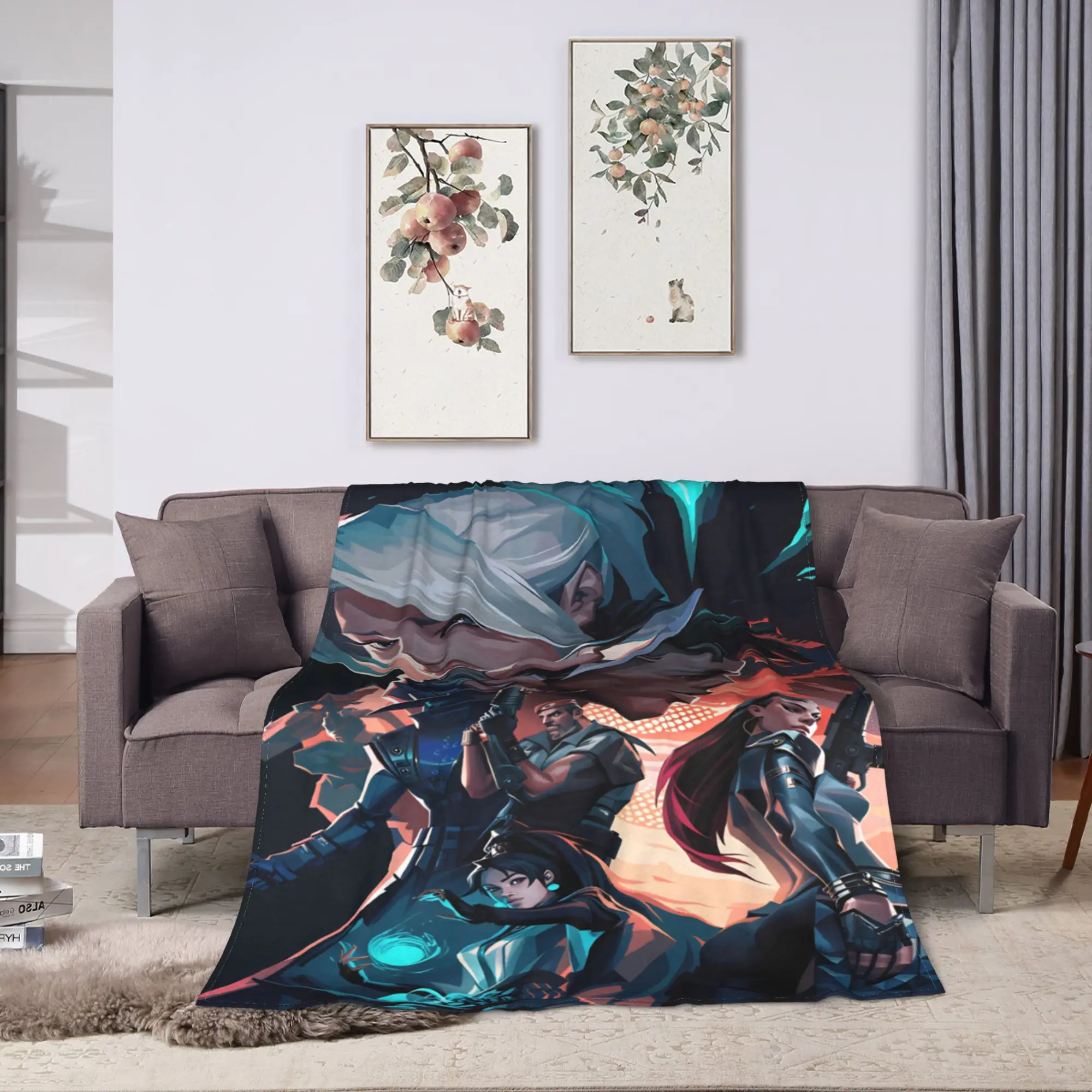 Valorant Anime Gaming Plush Blankets Child  Flannel Throw Blanket For Couch Chair Super Warm Design Quality Bedspread Gift Idea