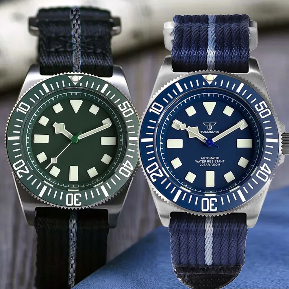 Titanium Case Tandorio 42mm Retro FXD Japan NH35 PT5000 Mechanical Men Watch Sapphire 200M Diver Watches Luminous Montres hommes