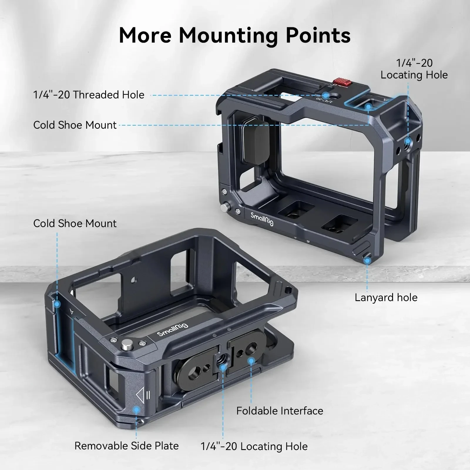 

SmallRig Full Action Camera Cage with Two Cold Shoe Mounts Video Vlog Rig 3083C/3084C For GoPro HERO 9 / 10 / 11 / 12