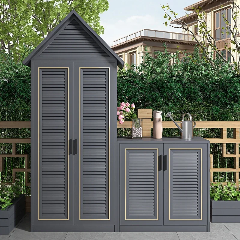 

Outdoor balcony waterproof and sunscreen aluminum alloy locker outdoor villa courtyard garden sundries storage tool cabinet