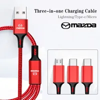 Car Logo 3 In 1 USB Type C Charger Cord Multi Port Micro Cable For Mazda 2 3 6 5 Atenza CX3 CX5 MX5 CX7 Axela CX30 CX90 CX60 CX5