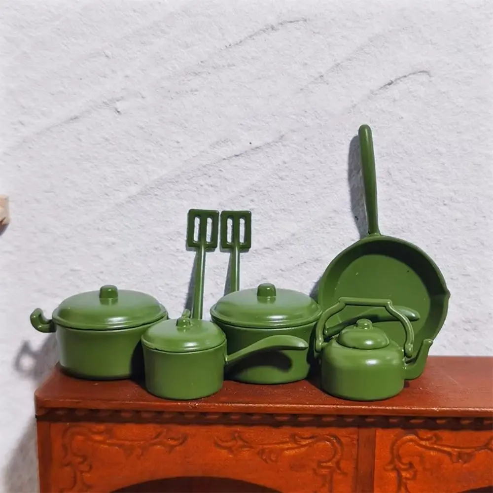 Kids Toy Frying Pan Dollhouse Kitchenware Shovel Kettle Playing House Doll Cooking Ware Lifelike 1:12 Minature Pot Micro Scene