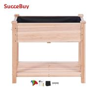 SucceBuy Raised Garden Bed 34 x 18 x 30in Wooden Planter Box Elevated Outdoor Planting Boxes with Legs for Growing Flowers/Herbs