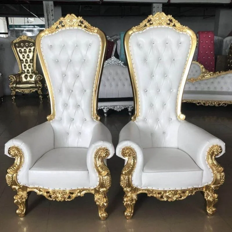 #   Heiße Luxus Hochzeit Gold Weiß Königliche Stühle Königin König Thron Sofa Stuhl Für Hochzeit Hotel