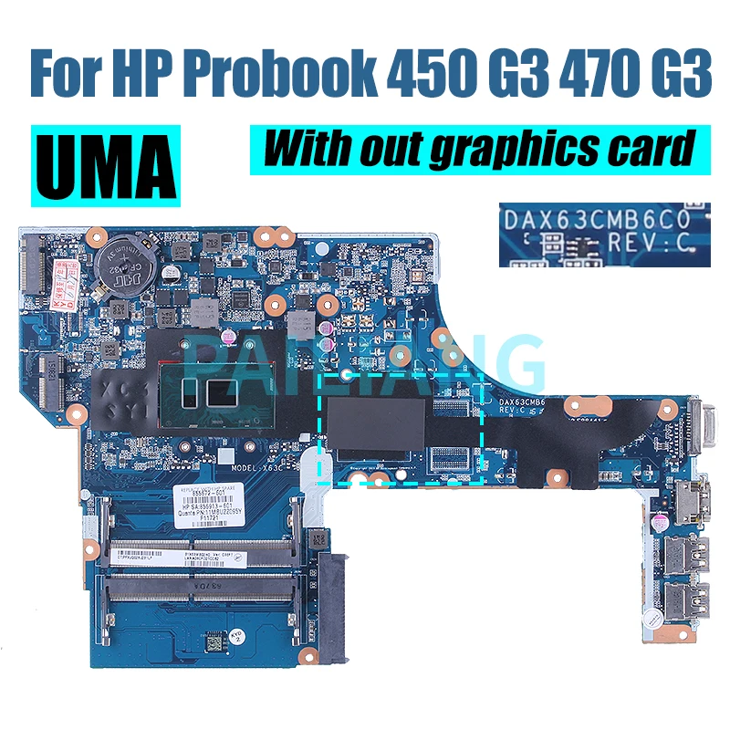 Imagem -03 - Placa-mãe Portátil para hp Probook Gpu 2g Mainboard Notebook 450 g3 470 g3 Dax63cmb6c0 Dax63cmb6d1 855671601 855565-601