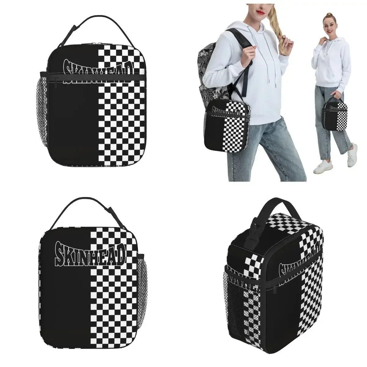 Skinhead And Ska Checkerboard Insulated Lunch Bag 2 Tone Music Storage Food Box Portable Cooler Thermal Lunch Boxes For School