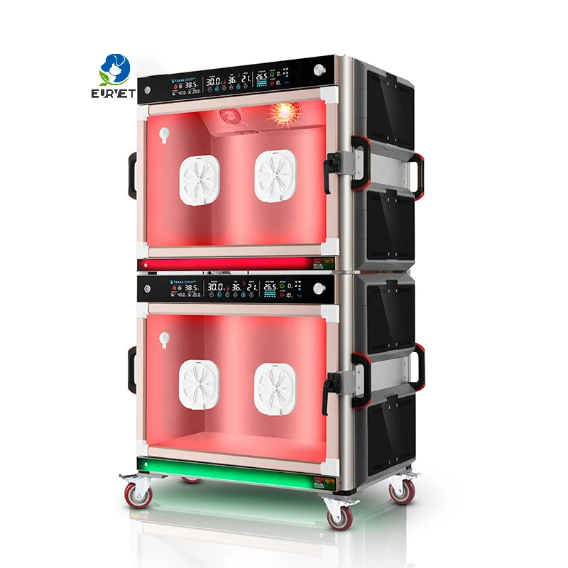 EUR PET New Design Stacked O xygen Pet I cu Cage Temperature Self-adaption Adjustment System Veterinary Ox ygen Cage