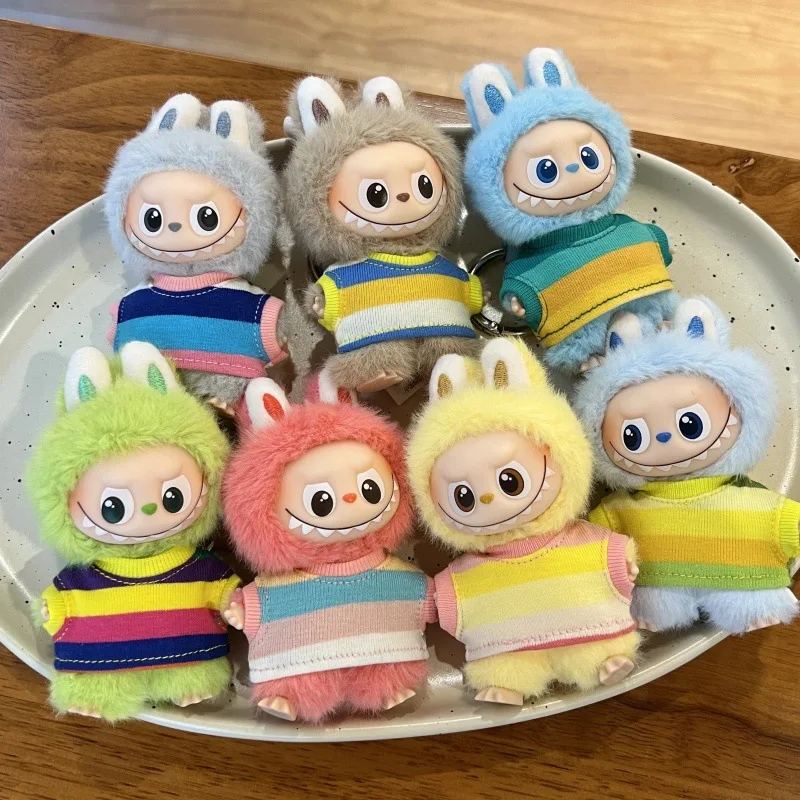 

4th Gen Labubu Pin for Love Series: Rainbow Color-Blocking T-Shirt for Snooty Mini Vinyl Doll, Changeable Outfit (Clothing Only)