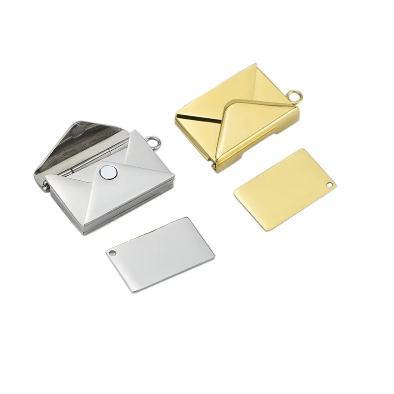 Wholesale 20pc/lot DIY Love Letter Envelope Stainless Steel Charms Locket Pendant Jewelry Making Family Memories Festival Gift