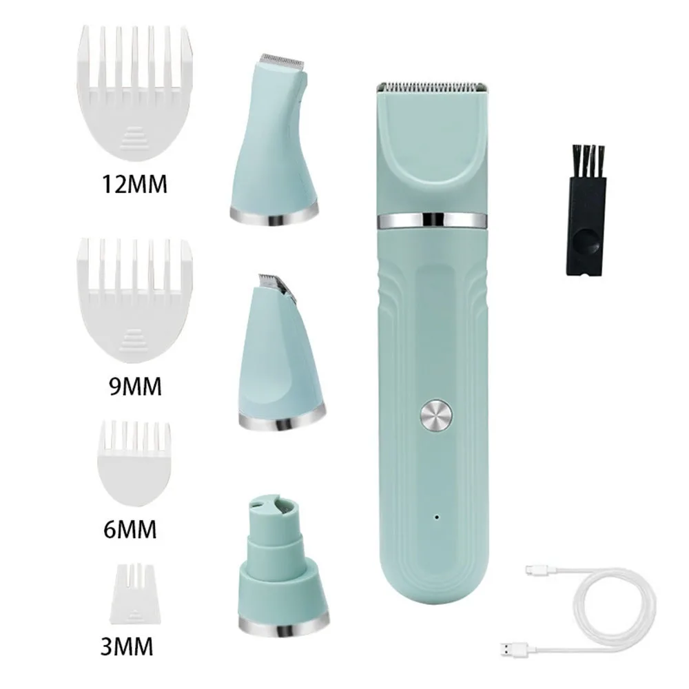 USB Rechargeable 4 in 1 Electric Pet Hair Shaver 4 Different Blades High Power Cat Dog Hair Clipper Low-Noise