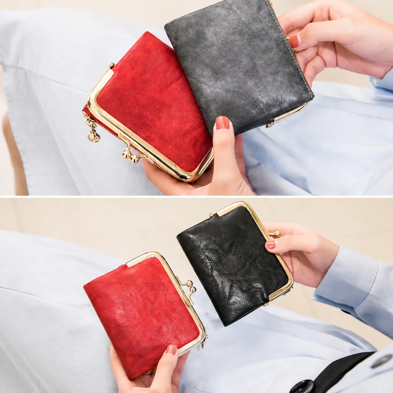 Folded Wallet Minimalist Women'S Wallet Clasp  Compact Coin Purse For Daily Commuting Going Out Daily Use