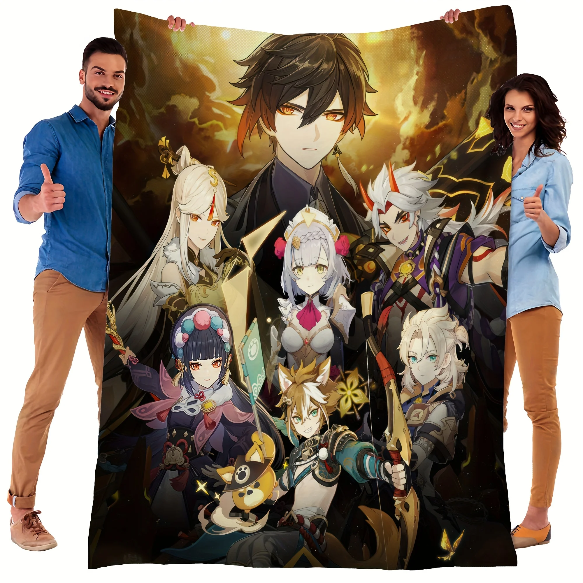 Genshin Impact game character blanket - and decorative household necessity with unique patterns, suitable for any room