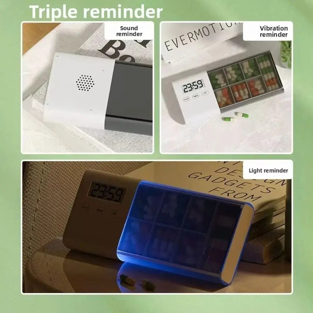 High Capacity Smart Pill Box 5 Sets Alarm Timer Reminder Electronic Pill Organizer Waterproof Sealed Portable Pill Dispenser