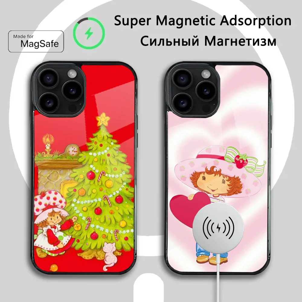 

Vintage Strawberry Shortcake Girl Phone Case For iPhone 16 15 14 13 12 11 Plus,Pro,Max Mini Magsafe Magnetic Wireless Charging