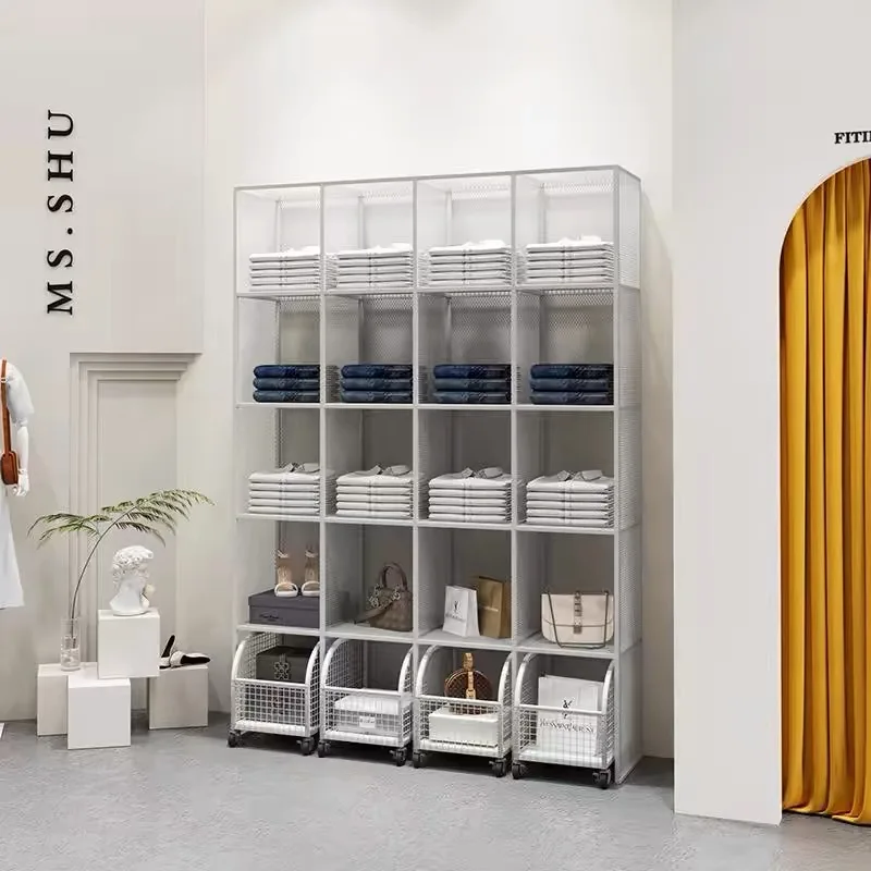 Clothing store display rack, multi-layer subway art storage rack, women's clothing store, bag and shoe storage rack