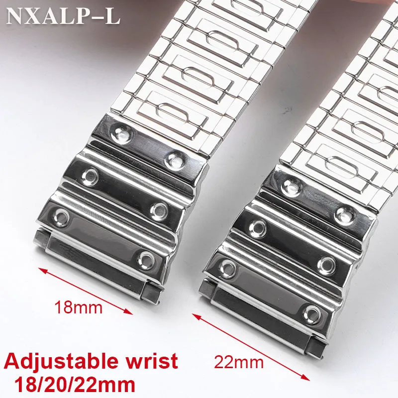 18mm-22mm Metal Elastic Strap For Casio F-91W A158/168 AQ230 AE1200/1300Width Adjustment Stretch Stainless Steel Watch Band