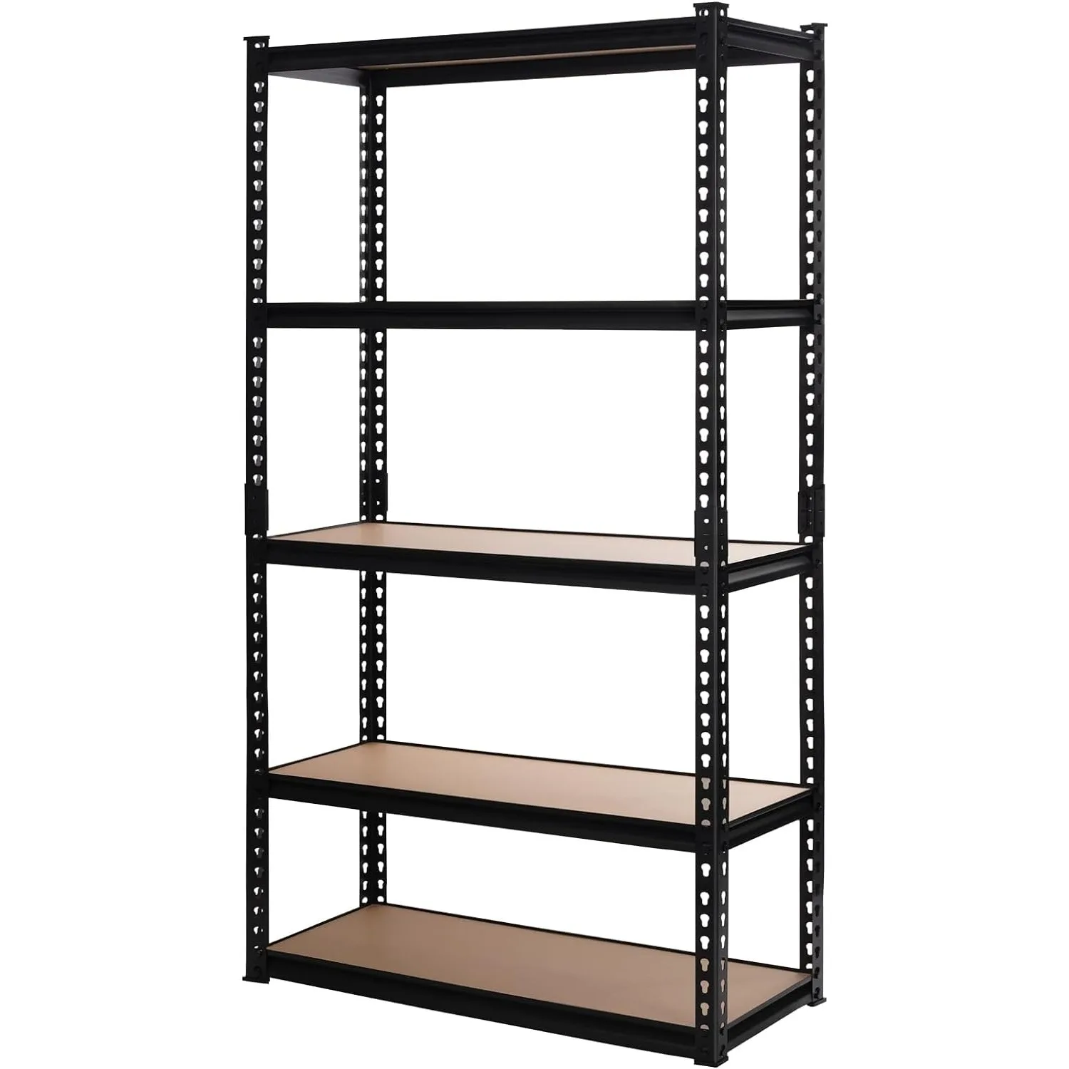 

E-Commerce 72" Garage Shelving Heavy Duty Adjustable 5 Tier Storage Shelves with MDF Board Black Shelves for Garage