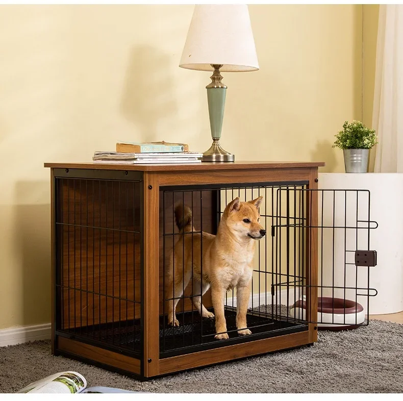 

Luxury Furniture Eco-Friendly Wood Wooden Pet Dog Cat Cage Indoor Carte House with Removable Plastic Tray