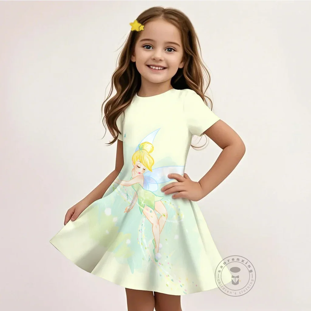 

Платье принцессы Диснея 209, популярное мультяшное платье, летняя расклешенная юбка с 3D принтом, уличный стиль, топ с короткими рукавами для девочек 3-16 лет