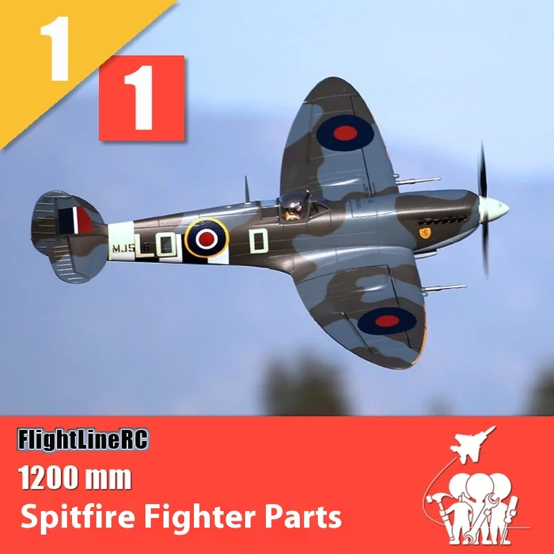 FreFukFlightline-Ailes principales de corps Spitfire, carénages d'hélice en fil d'acier, queue plate, roues de train d'atterrissage, accessoires de 1299mm