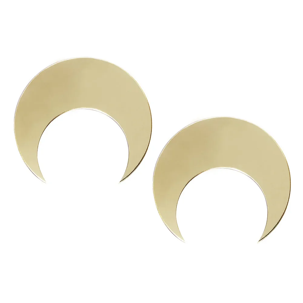 2018 New Trendy Big Moon Acrylic Stud Earrings Charming Gold Silver Color Hiphop Women Jewelry For Funk Party Brincos