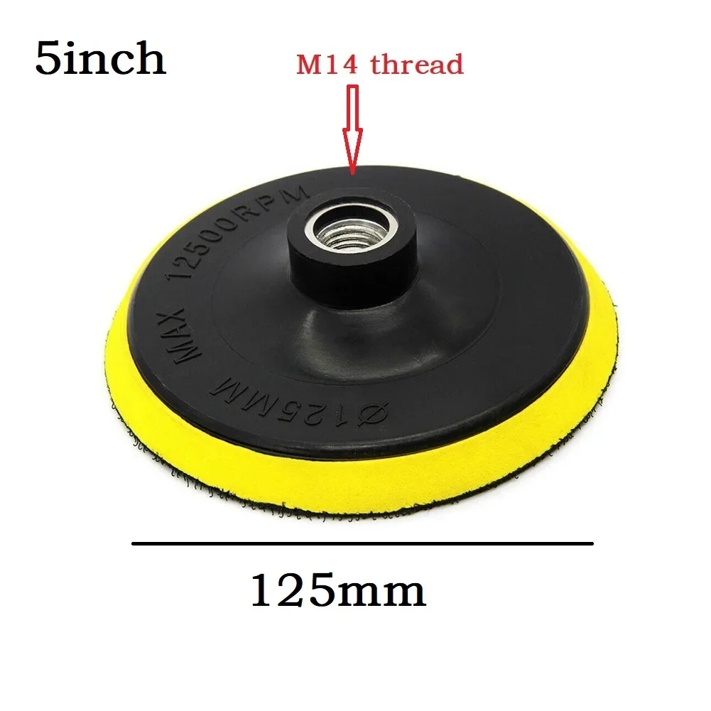 Imagem -06 - Gancho e Loop Buffing Pad Rotary Backing Pad M10 M14 Adaptador de Broca Disco de Lixamento para Moedor Polimento Elétrico 125 mm