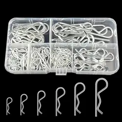 100/125Pcs R-Type Cotter Pins Set KIt Wave Latch Bolt Locking Split Clip Hitch Pins M1 M1.2 M1.5 M1.8 M2 M2.5 M3 Sorted In Box