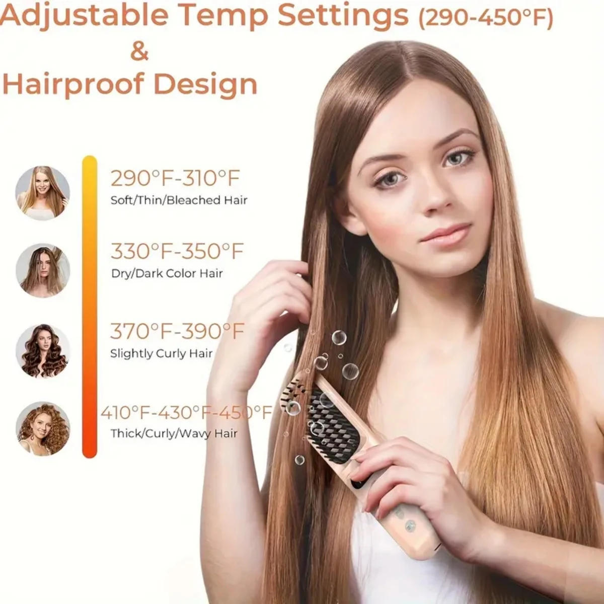 Portable Cordless Mini Electric Hair Brush Curly Hair Straightener Brush Heating Negative Ion Straight Hair Comb for Women