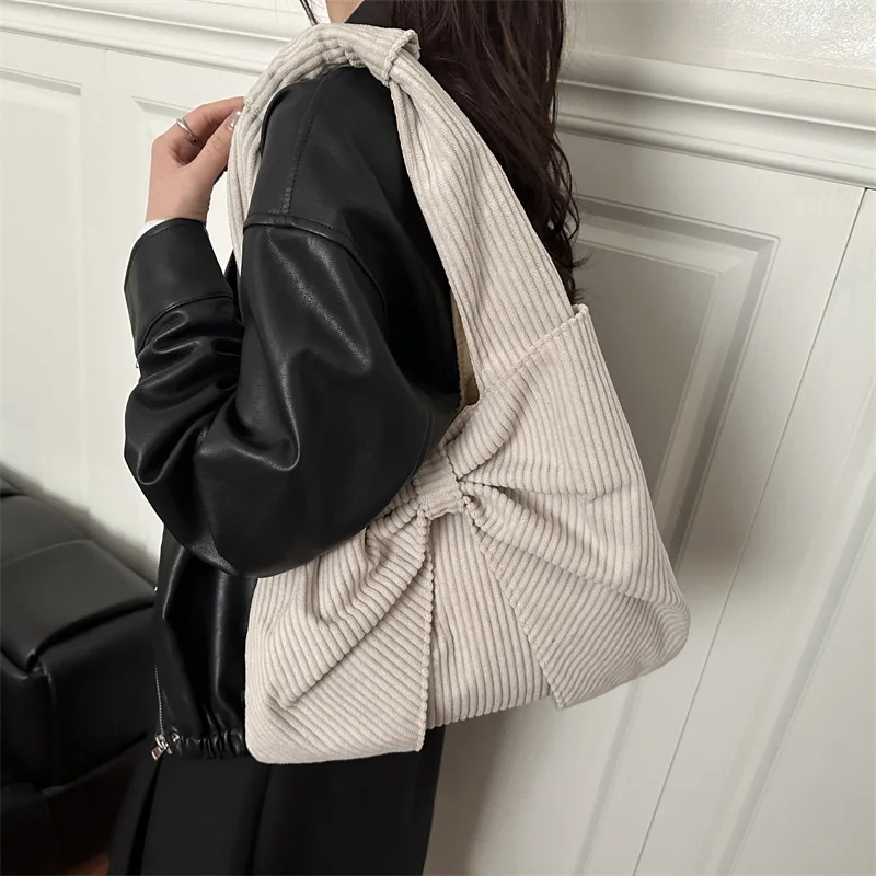 حقيبة كتف على شكل فيونكة لعام 2025، محفظة بمقبض علوي للنساء، حقيبة كروس على الطراز الكوري، حقيبة واسعة من اليوم إلى الليل، حقيبة حبال مزخرفة #2