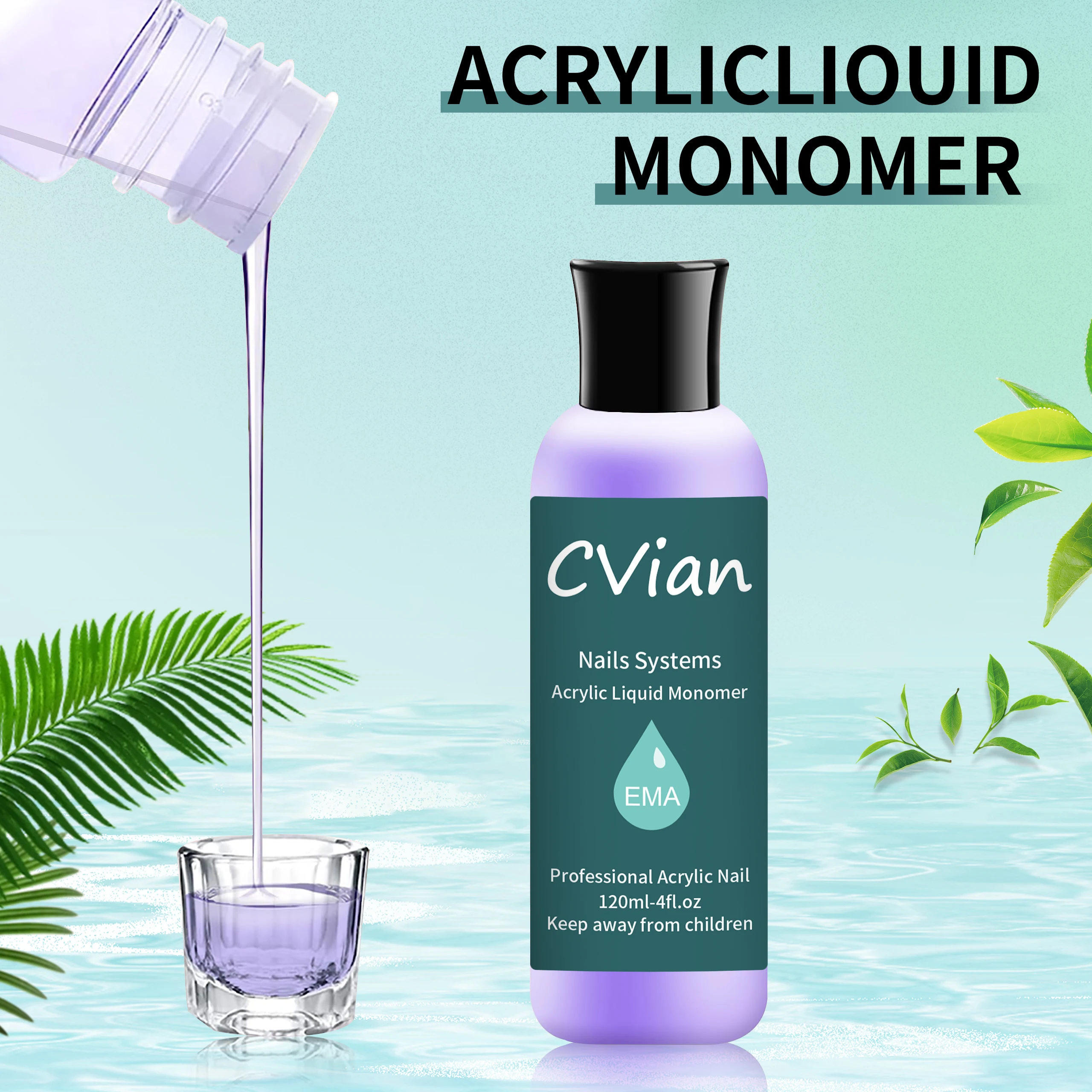 Professioneller Acryl-Nagellack: 120ml Acrylflüssigkeit für Acrylpulver, Nicht Vergilbend, Geeignet für MMA-Freies DIY-Nageldesign zu Hause