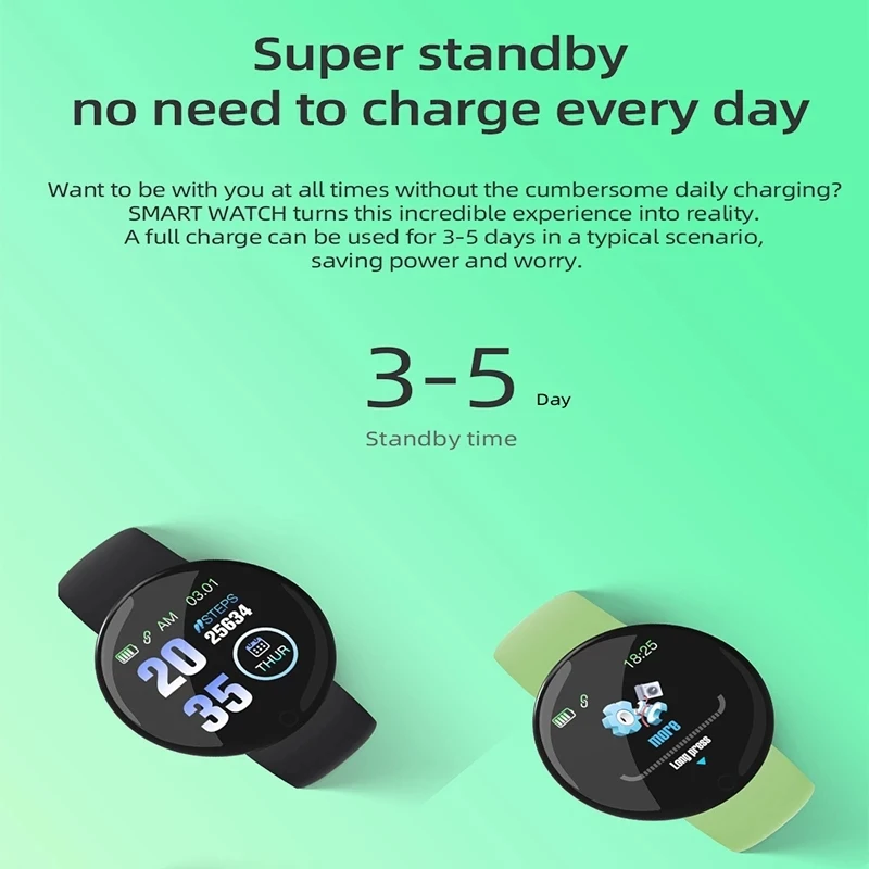 D18 Smart Watch Men Women Bluetooth Fitness Tracker Bracelet Sport Heart Rate Blood Pressure Smartwatch for Kids Wrist Watches