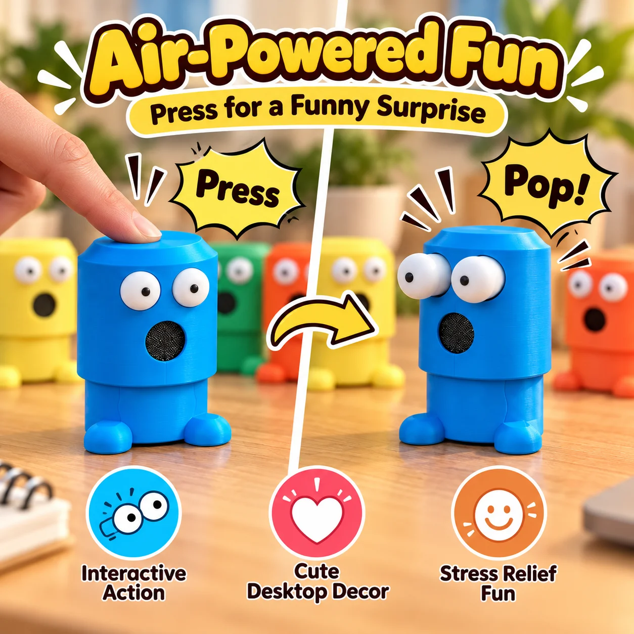 Funny Pop-Up Eye Desk Toy Cute Desktop Ornament Interactive Stress Relief Toy DIY Assembly Novelty Gift for Office Home