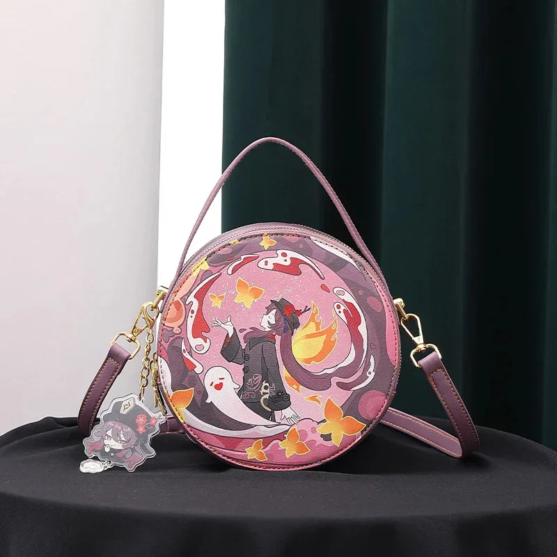 دعامة تنكرية جديدة باللون الأزرق الوردي الأصلي حقيبة ألم صغيرة لحفر الطعام Shenhe God في حقيبة مستديرة صغيرة من الرياح المدرسية كل يوم