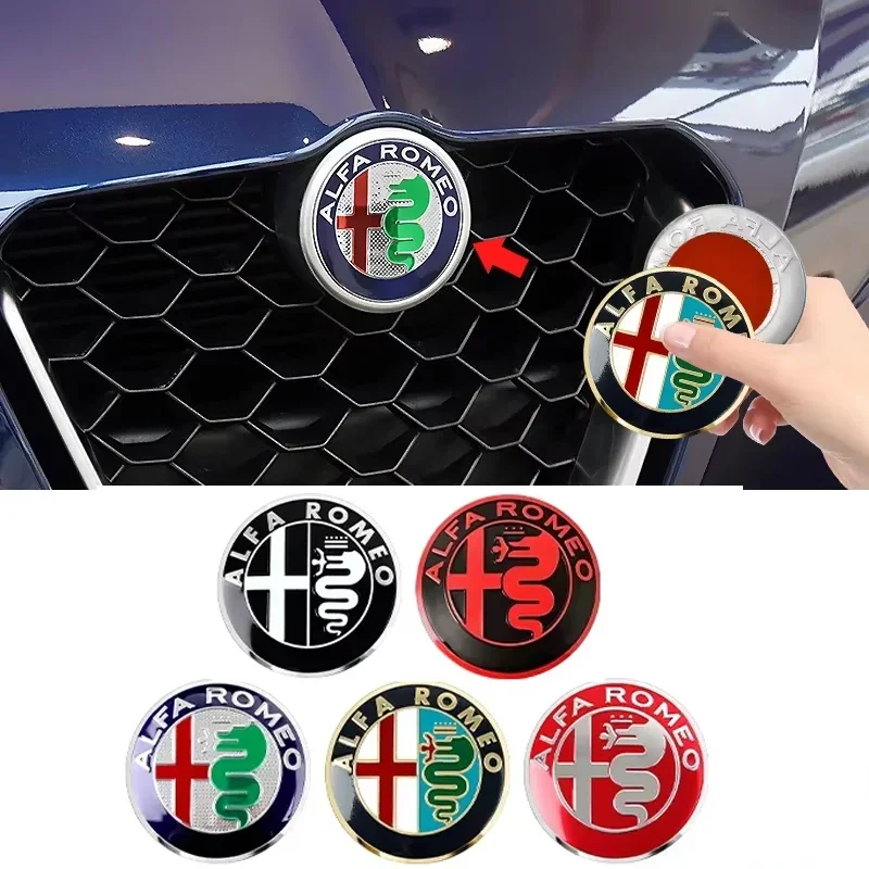 74MM Car Front Rear Emblem Trunk Badge Sticker Replace Accessories for Alfa Romeo Logo Giulia 159 147 156 Stelvio Giulietta Mito