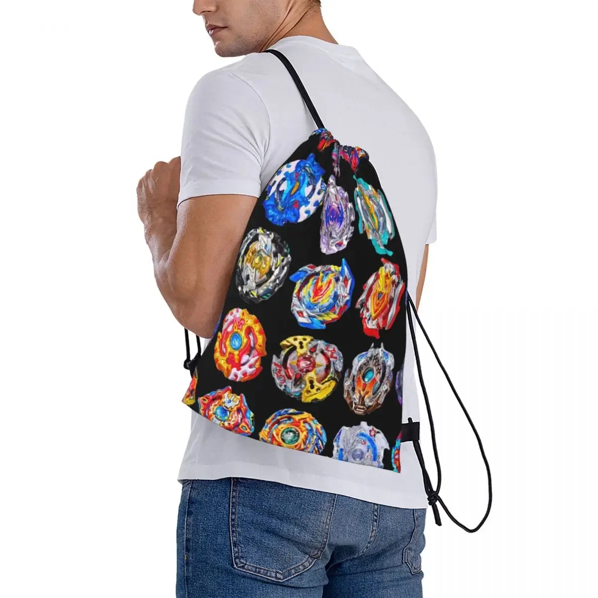 Beyblade Burst mochila portátil multifunción con cordón, bolsa deportiva de bolsillo, bolsa de libros para estudiantes de viaje