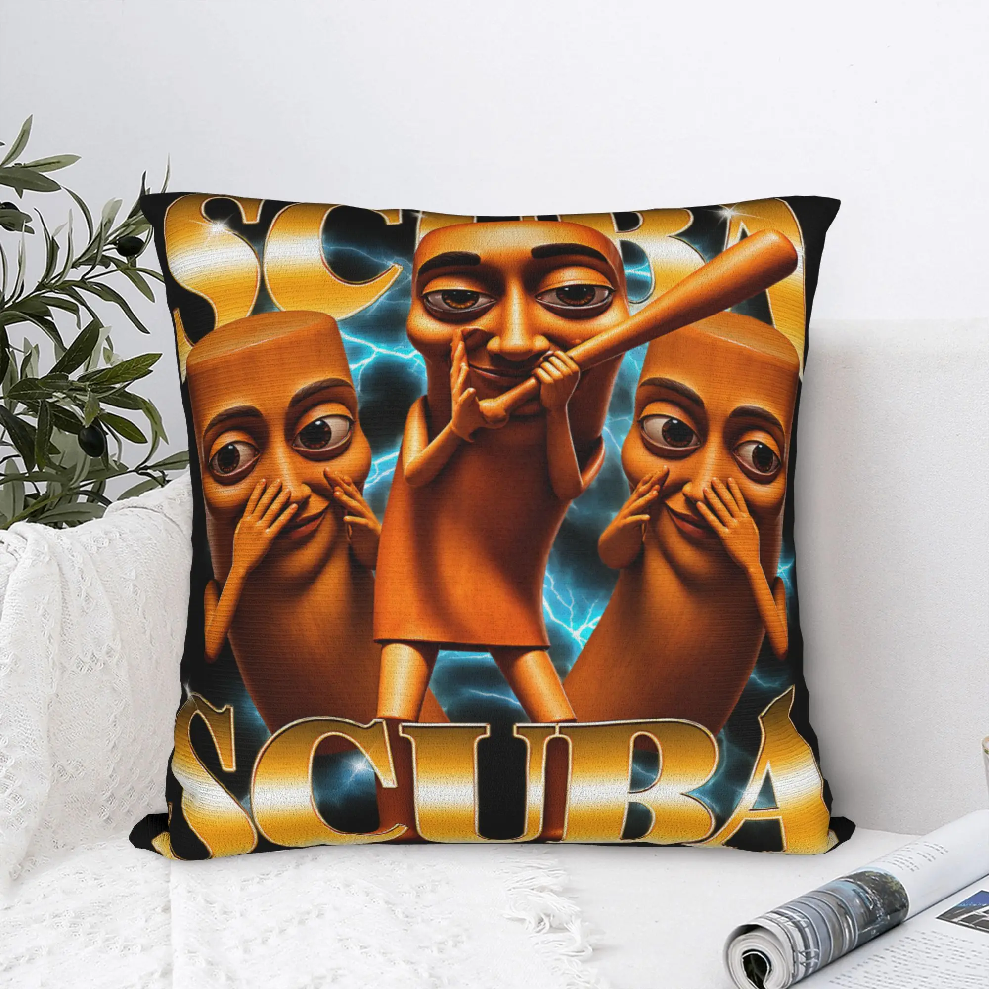 Pillow Cover Scuba Tung Tung Sahur Stupid Dance Y2K Brainrot Meme  Vintage Pillow Case For Sofa Home Decor Pillowcases