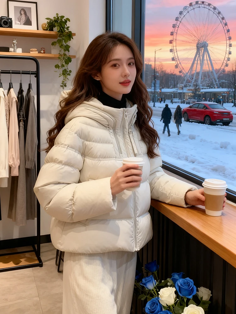 

Women's Thiened Cotton Jaet Winter Coat Loose Fit Korean Sle Warmth Bone Structure Versatile Outerwear Commute Faion